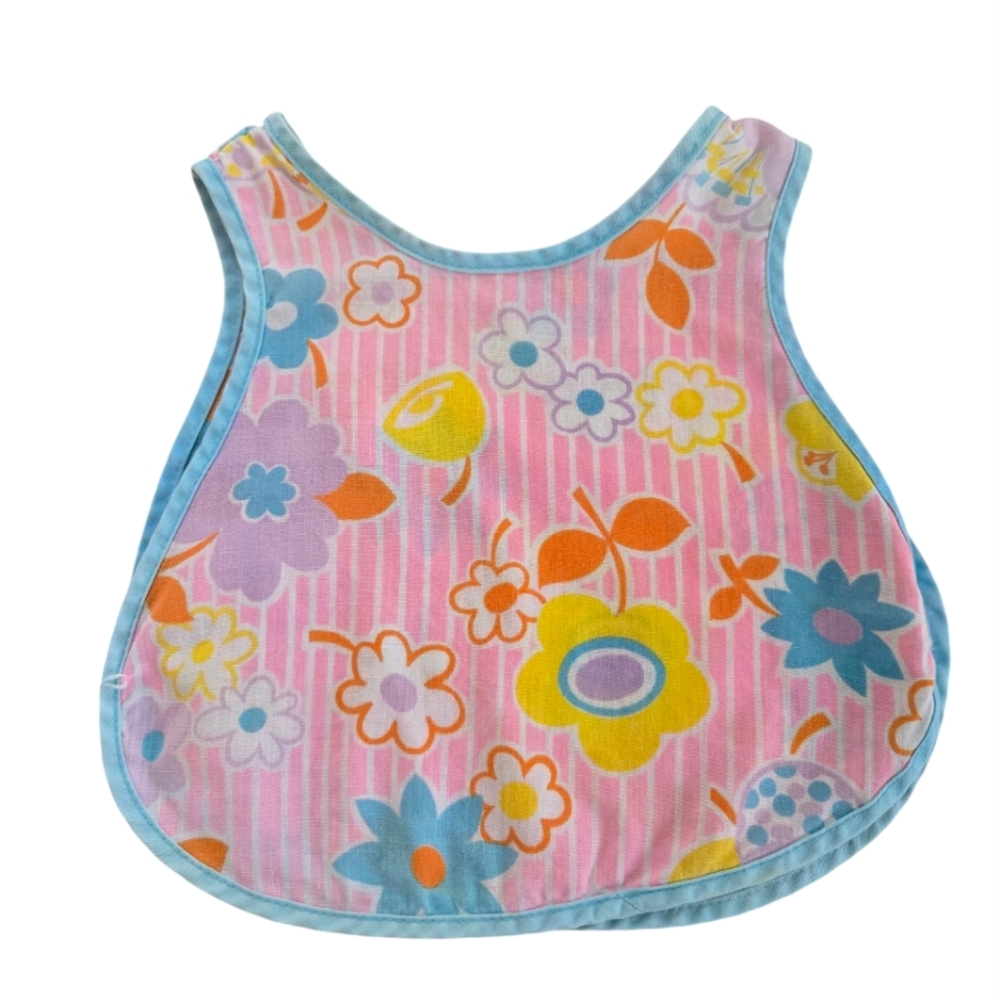 Vintage Handmade Colorful Funky Fabric Floral Bib/Smock